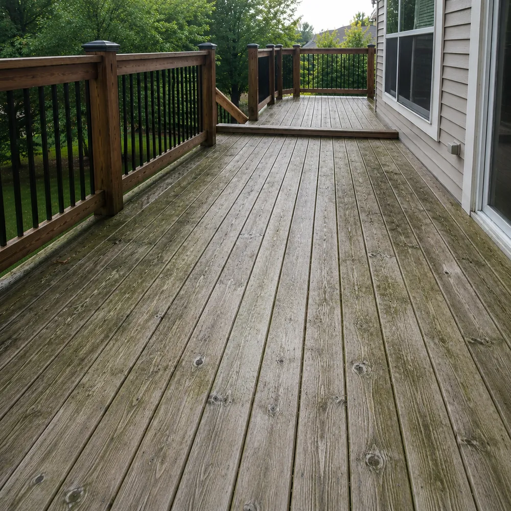 Before and after patio and deck cleaning